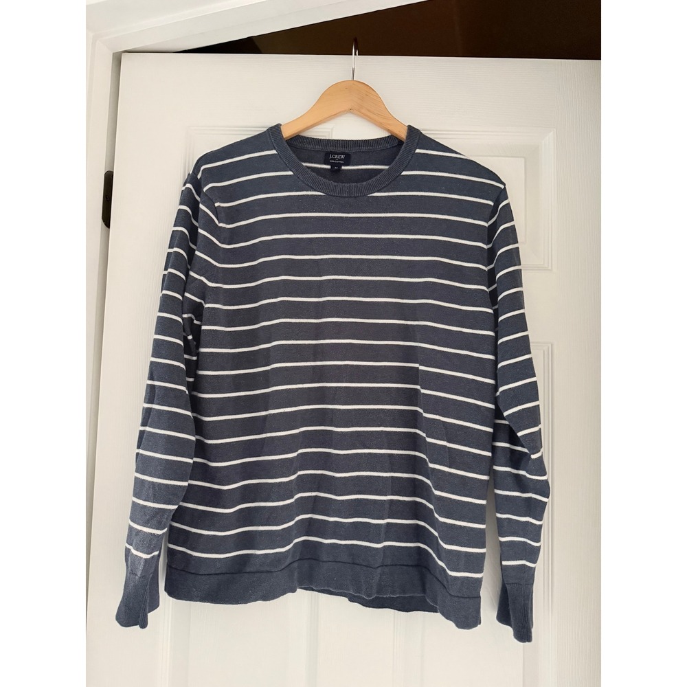 J.Crew Womens Striped Cotton Crewneck Sweater Preppy Casual
